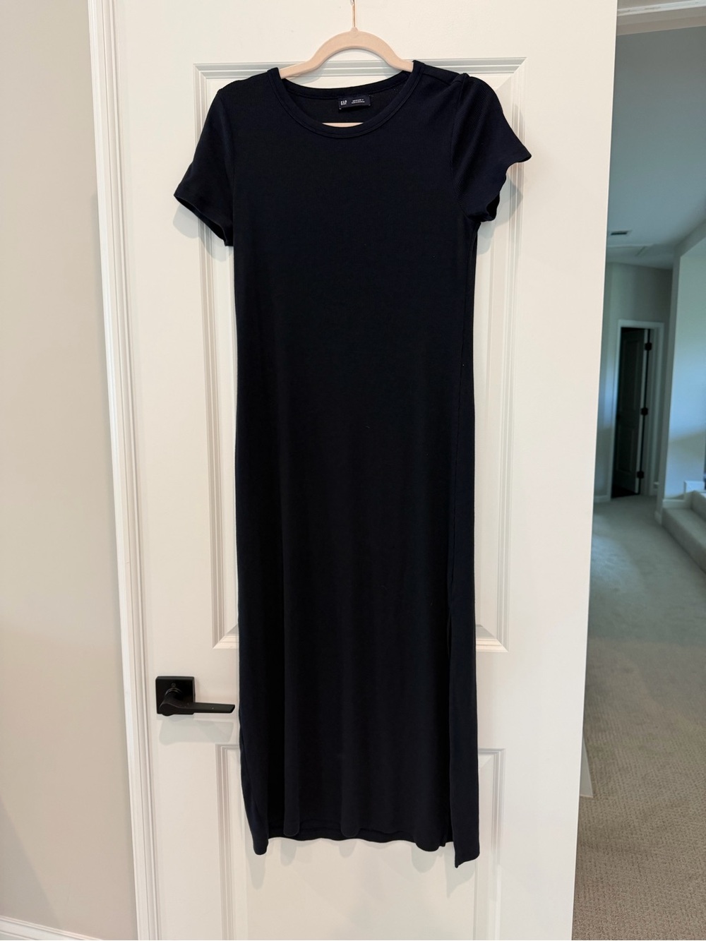 GAP Black Short-Sleeve Maxi Dress